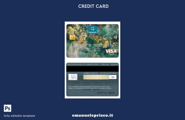 modello di carta elettronica per visto bancario JCB della banca Qazkom del Kazak