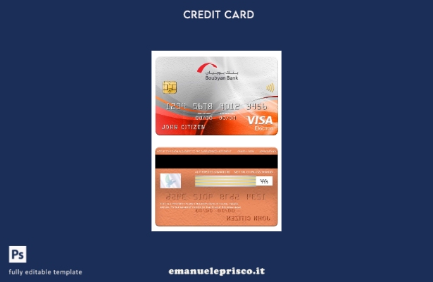 modello di carta elettronica per visto bancario Kuwait Boubyan in stile verifica
