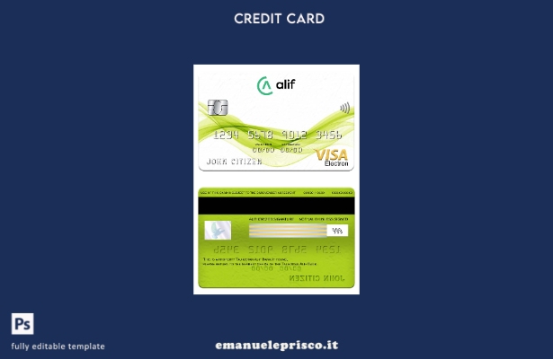 modello di carta elettronica visto Tagikistan Alif Bank in stile verificato