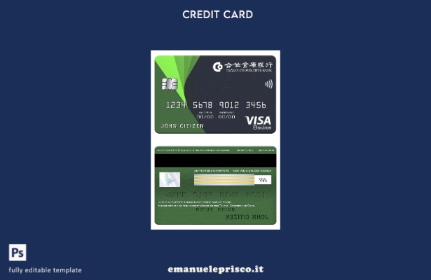 modello di carta elettronica visto Taiwan Cooperative Bank in stile verificato