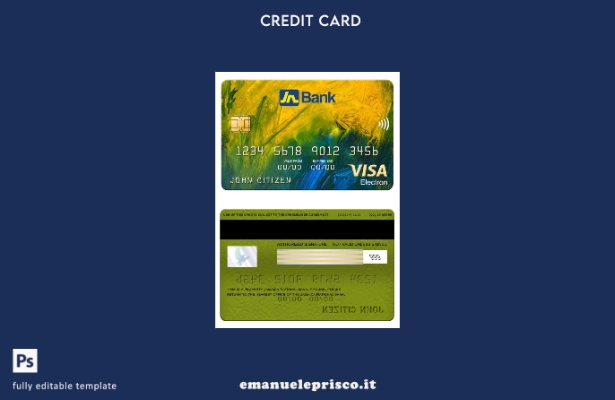 modello di carta elettronica visto della Jamaica National Bank in stile verifica