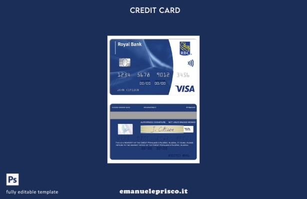 modello di carta internazionale classica per visto Barbados Royal Bank in stile