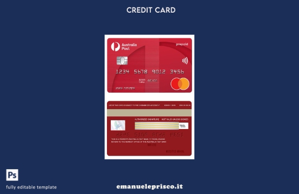 modello di carta master prepagata prepagata australiana in stile verificato