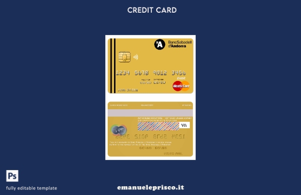 modello di carta mastercard Andorra Bank Sabadell in stile verificato