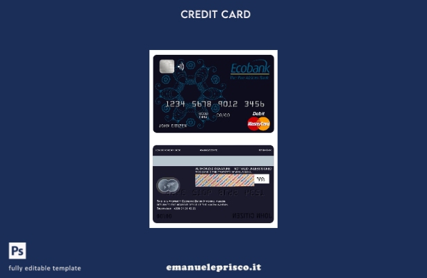 modello di carta mastercard Benin Ecobank in stile verificato