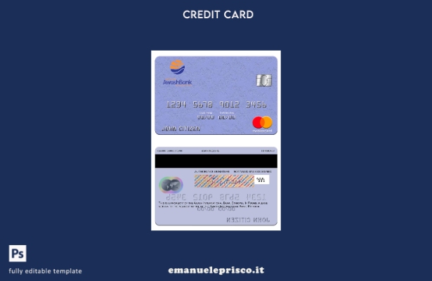 modello di carta mastercard Etiopia Awash International Bank in stile verificato