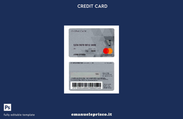 modello di carta mastercard Global Cash di Hong Kong in stile verificato