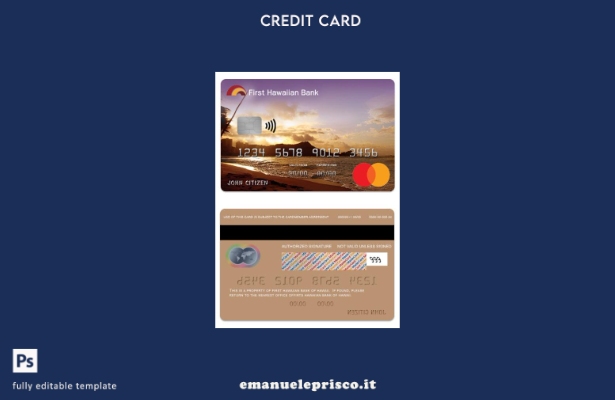 modello di carta mastercard Hawaii Heritage Credit in stile verificato