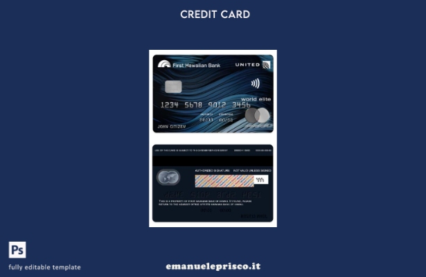 modello di carta mastercard Hawaii United Credit in stile verificato