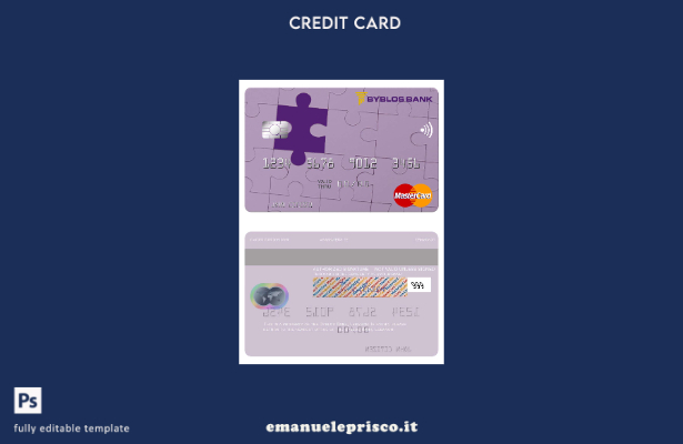 modello di carta mastercard Libano Byblos Bank in stile verificato