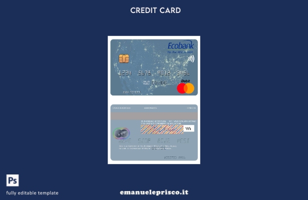modello di carta mastercard Niger Ecobank in stile verificato