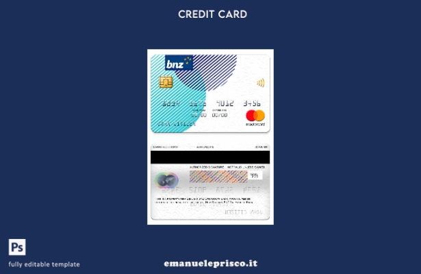 modello di carta mastercard Nuova Zelanda BNZ Greymouth Bank in stile verificato