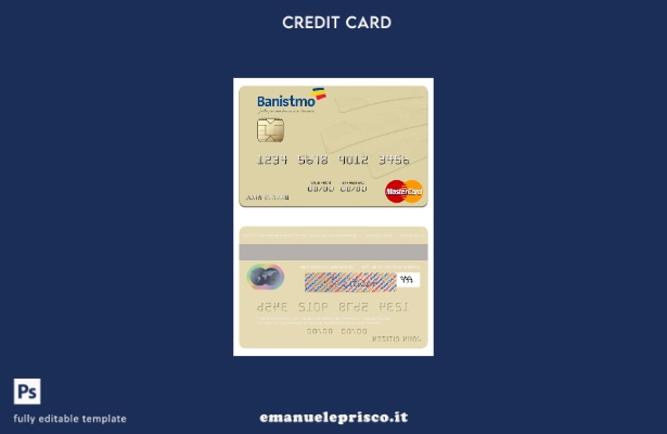 modello di carta mastercard Panama Banco Banistmo in stile verificato