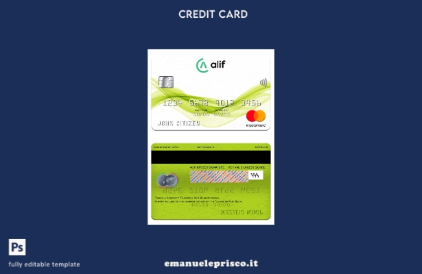 modello di carta mastercard Tagikistan Alif Bank in stile verificato
