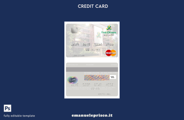 modello di carta mastercard Trinidad e Tobago First Citizes Bank in stile verifi
