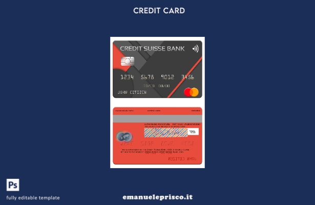 modello di carta mastercard USA Credit Suisse Bank in stile verificato