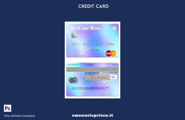 modello di carta mastercard USA KeyCorp Bank in stile verificato