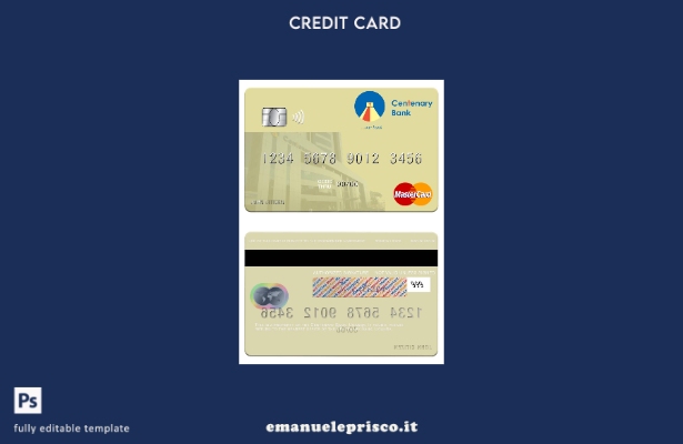 modello di carta mastercard Uganda Centenary Bank in stile verificato