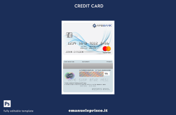modello di carta mastercard bancaria AFB in stile verificato