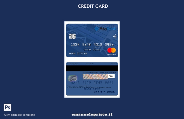 modello di carta mastercard bancaria ATA dell'Azerbaigian in stile verificato