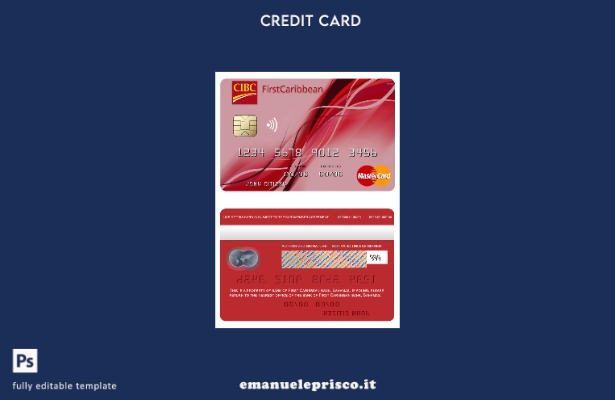 modello di carta mastercard bancaria Bahamas FirstCaribbean International in sti