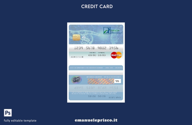 modello di carta mastercard bancaria Benin Atlantique in stile verificato