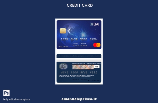 modello di carta mastercard bancaria Cabo Verde BAI in stile verificato