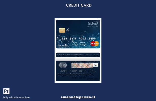 modello di carta mastercard bancaria Ecobanca della Repubblica Centrafricana in