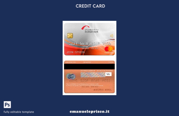 modello di carta mastercard bancaria Kuwait Boubyan in stile verificato