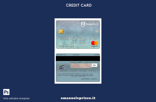 modello di carta mastercard bancaria Liechtenstein Union Bank AG in stile verifi