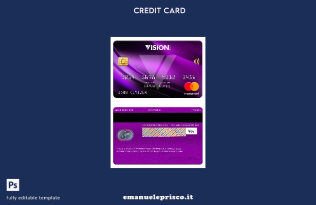 modello di carta mastercard bancaria Paraguay Vision Banco in stile verificato