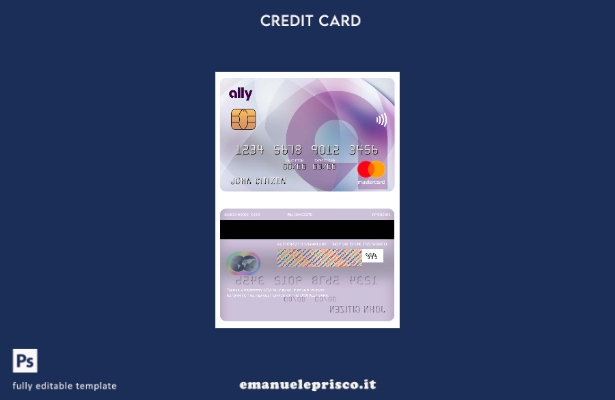 modello di carta mastercard bancaria USA Ally in stile verificato