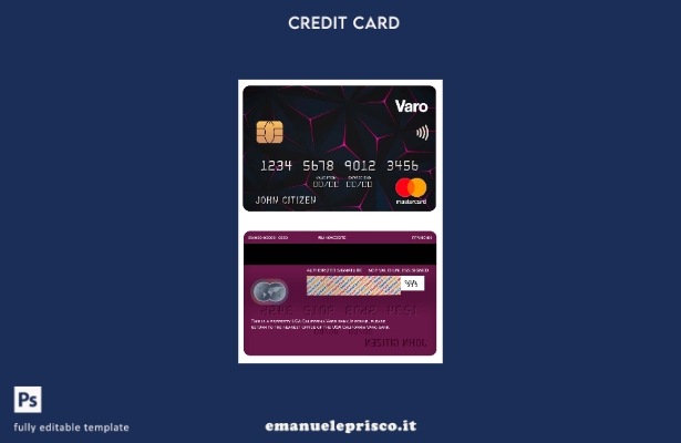 modello di carta mastercard bancaria USA California Varo in stile verificato