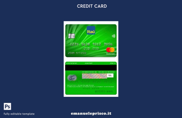 modello di carta mastercard bancaria Uruguay Itau in stile verificato
