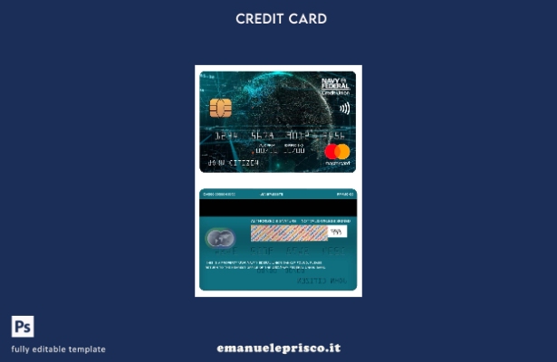 modello di carta mastercard bancaria della Marina Federale USA in stile verifica