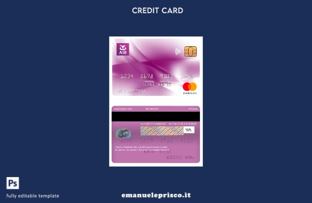 modello di carta mastercard bancaria irlandese AIB in stile verificato