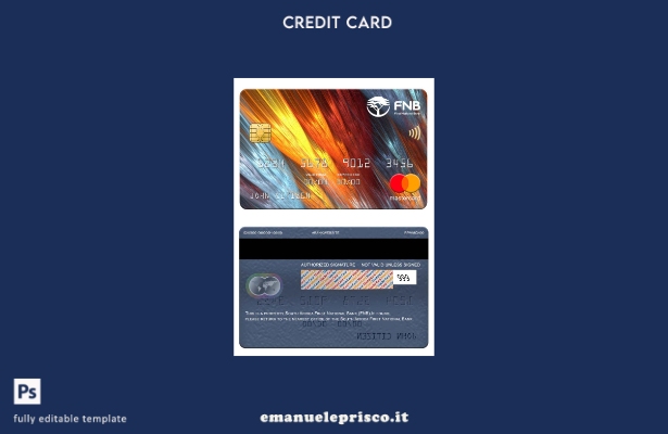modello di carta mastercard della South Africa First National Bank (FNB) in stil