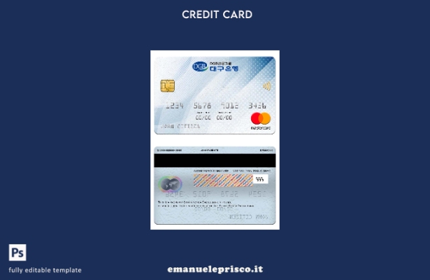 modello di carta mastercard della banca Daegu della Corea del Sud in stile verif