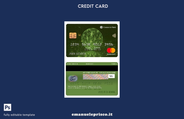 modello di carta mastercard della banca USA Commerce in stile verificato