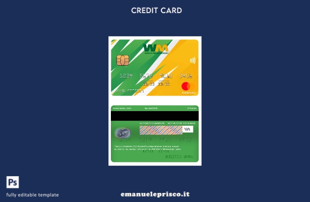 modello di carta mastercard della banca USA Waste Management in stile verificato