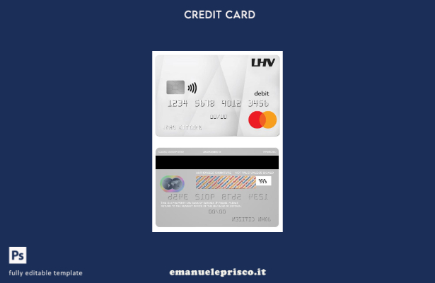 modello di carta mastercard di addebito bancario Estonia LHV in stile verificato