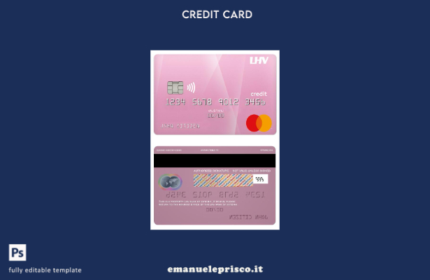 modello di carta mastercard di credito bancario Estonia LHV in stile verificato