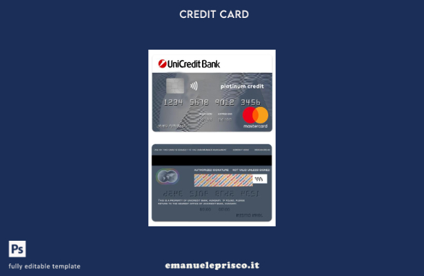 modello di carta mastercard di credito platino Ungheria UniCredit Banca in stile