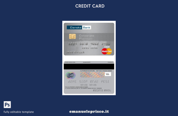 modello di carta mastercard platino aziendale di credito Danimarca Danskebank st