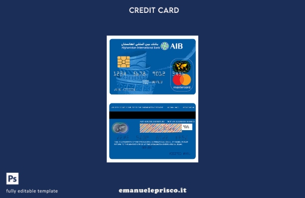 modello di carta mastercard prepagata Afghanistan International Bank in stile ve