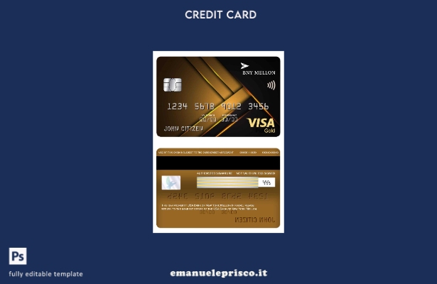 modello di carta oro Visa Mellon USA Bank of New York stile verificato