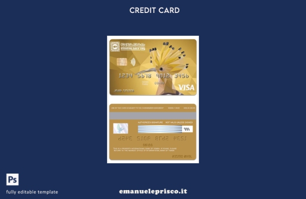 modello di carta oro di credito visto Yemen International Bank of Yemen in stile