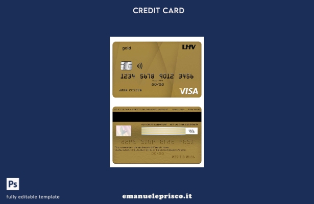 modello di carta oro per visto bancario LHV del Regno Unito in stile verificato