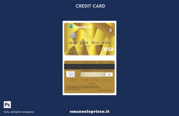 modello di carta oro visto Costa Rica Coopealianza stile verificato