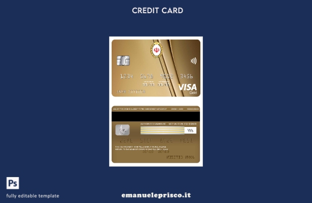 modello di carta oro visto Iran Melli Bank in stile verificato